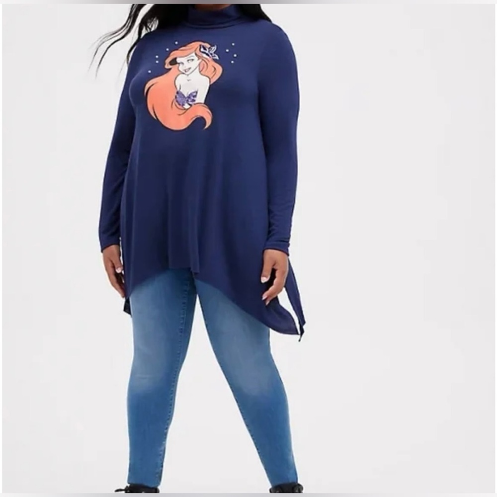 Disney Little Mermaid Sequin Pearl Turtleneck Sweater Mock Neck Top size 3 NWT